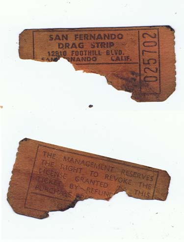 San Fernando Drag Strip Admission Ticket