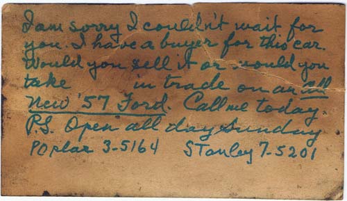 Note from 1957