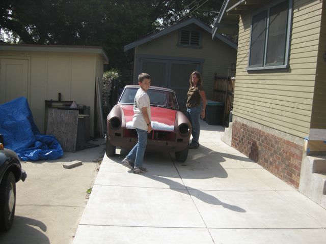 Here is me pushing the car.