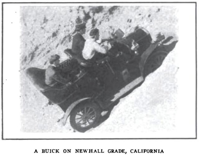 A Buick making a run up the grade, reported in Motor Way Magazine, 1906.