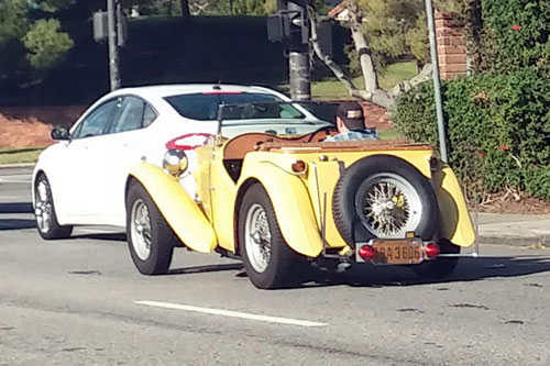 Spotted in Thousand Oaks, an MG TC powered by a 1930's flathead V8.