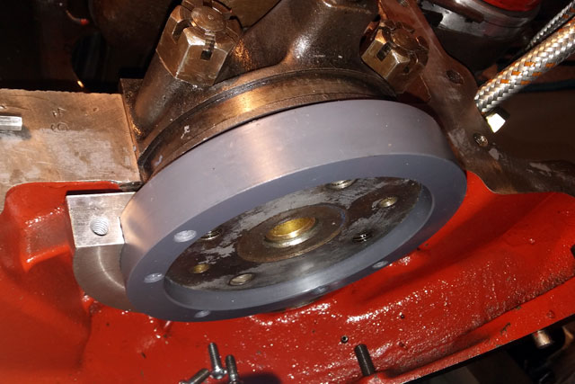 Centering the housing over the crank flange.